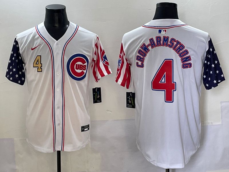 Men 2025 Chicago Cubs 4 Crow-Armstrong White a generation of national flags Joint Name Nike MLB Jersey style 3